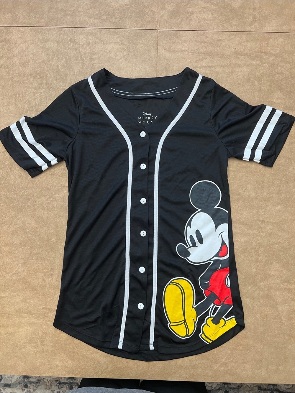 Women’s Disney Mickey Mouse Baseball Jersey – Black & White - Size Medium